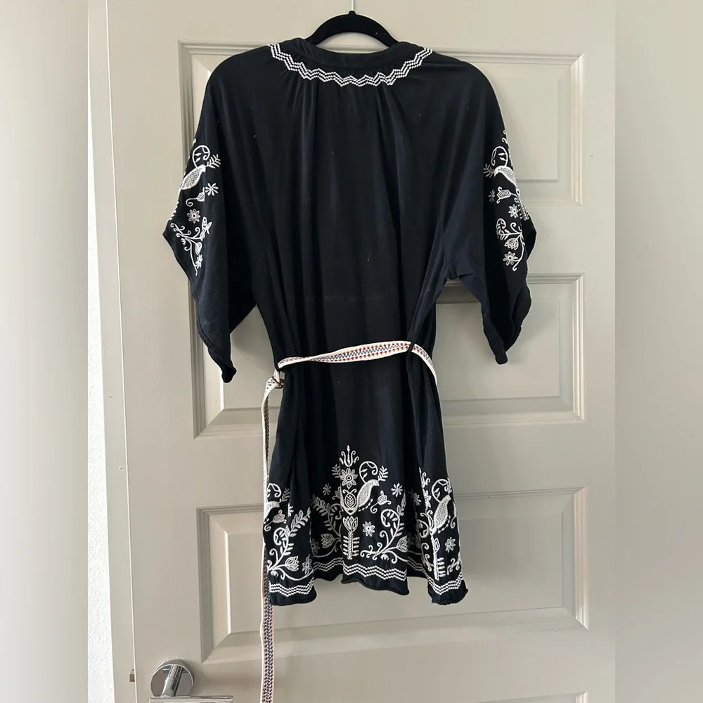 Johnny Was Black Tunic with Intricate White Embroidery - Picture 2 of 5